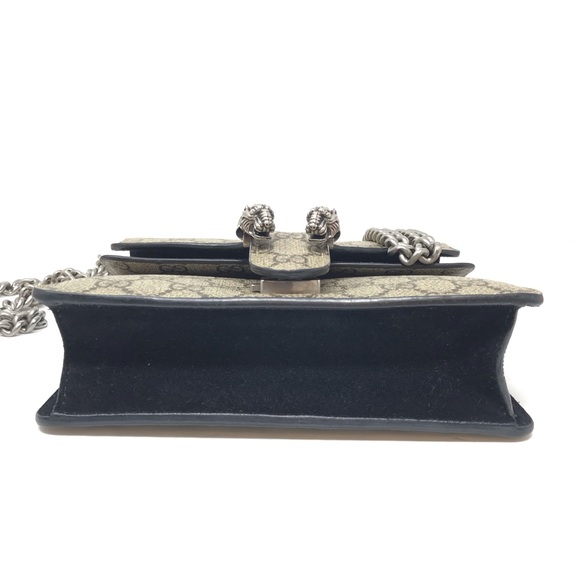 Authentic GUCCI GG Supreme Monogram Small Dionysus Bag Beige Ebony Black - Picture 16 of 16